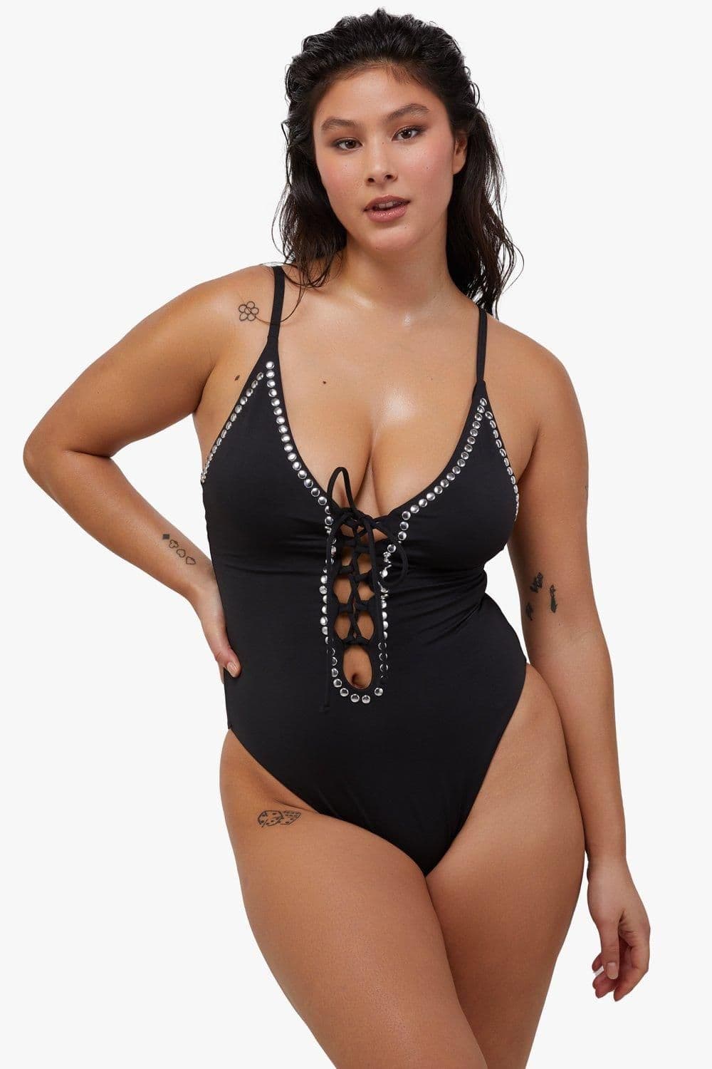 Gabrielle Fuller Bust Eco Studded Lace Up Swimsuit
