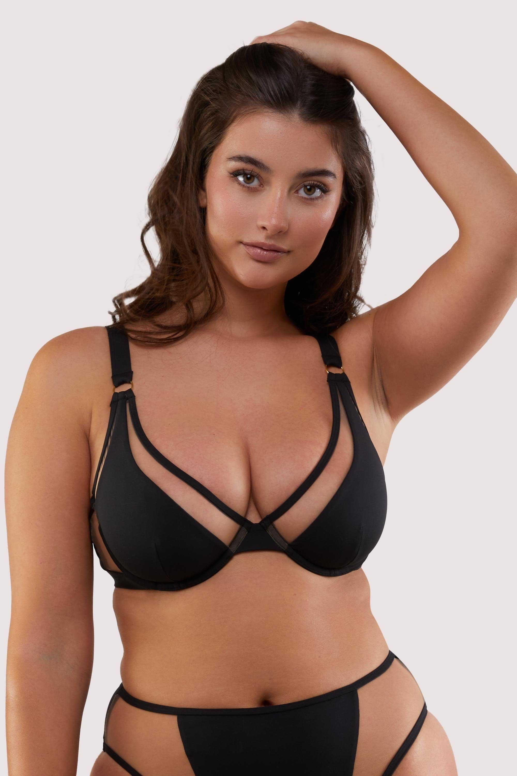 Eloise Fuller Bust Eco Triangle Bikini Top Nude Mesh