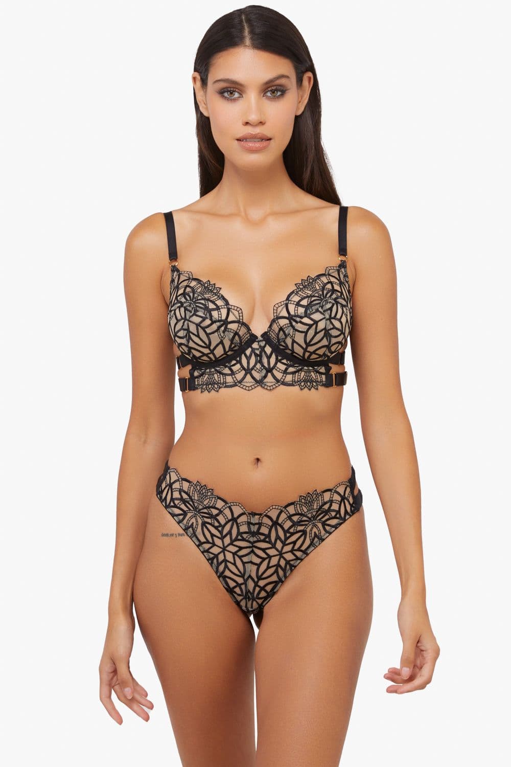& Aisha Optical Embroidered Ring Bra