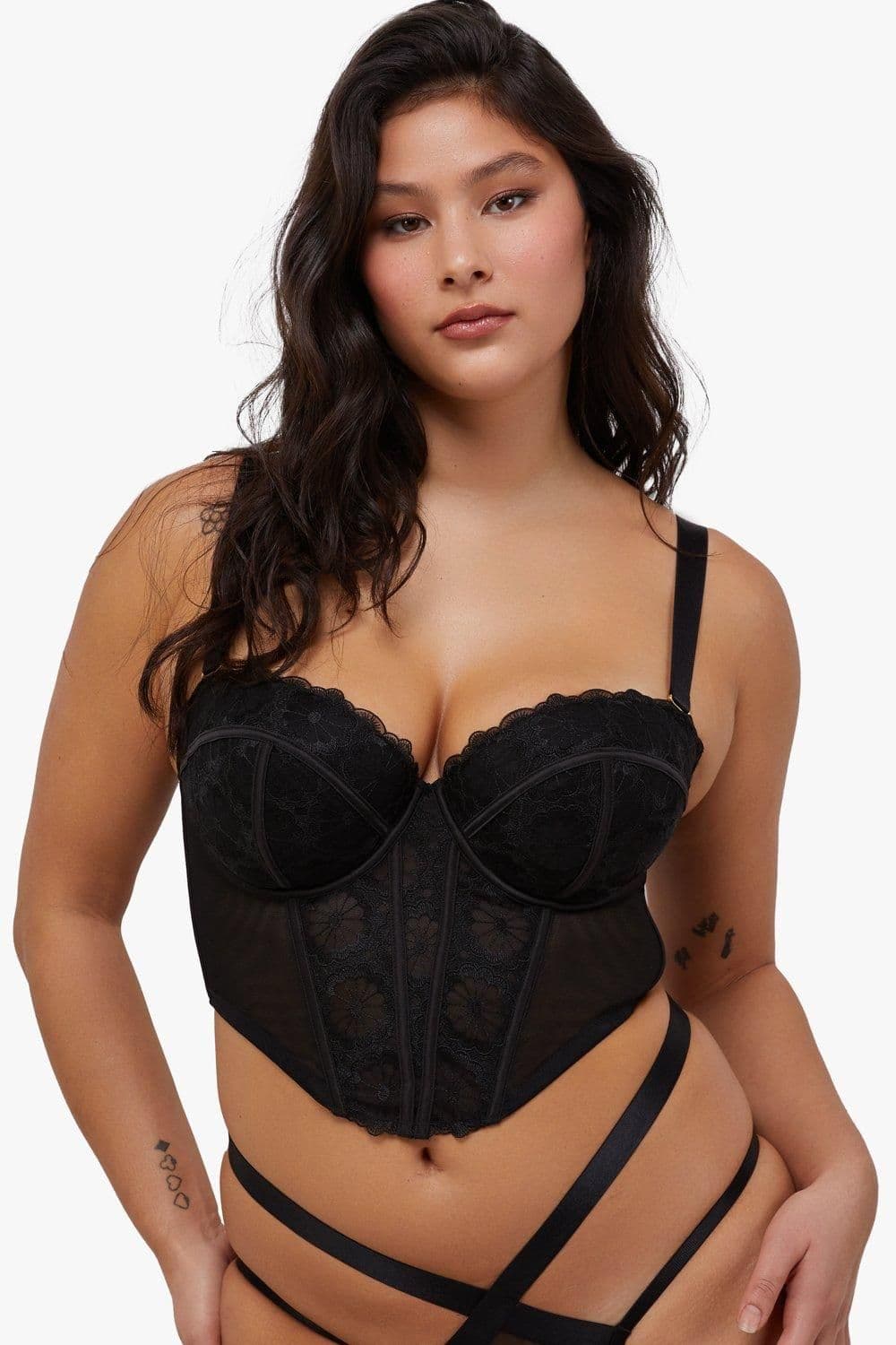 & Daisy Embroidery Strapless Bustier