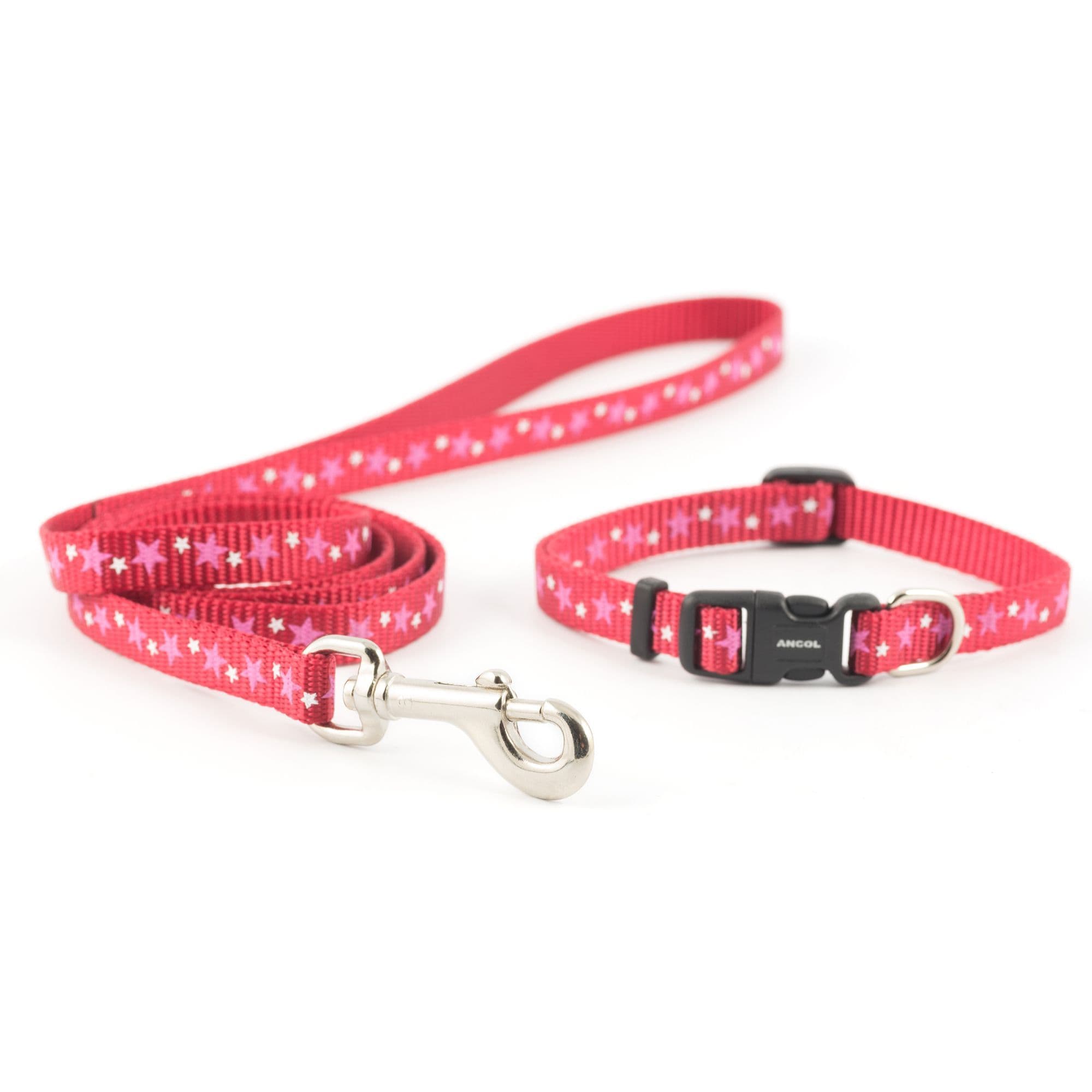 Small Bite Stars Print Adjustable 20 30 cm Dog Collar Lead