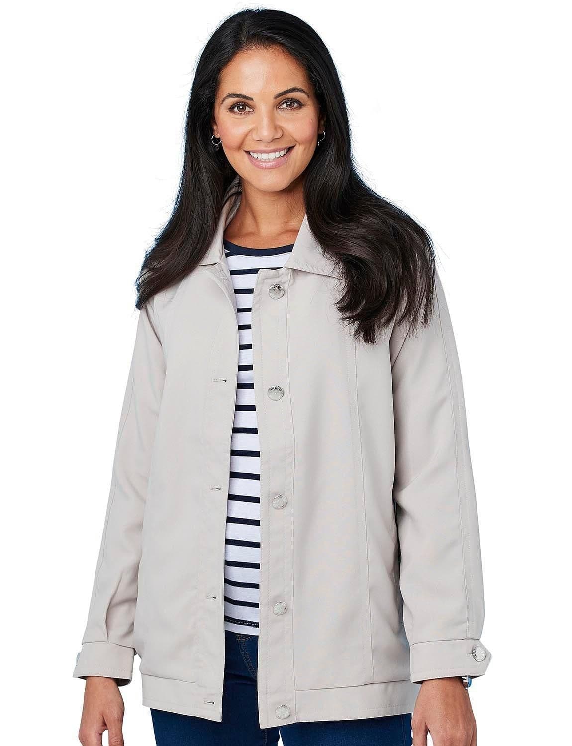Chums Women's Blouson Style Lightweight Jacket Coat With Piping in Beige | Size: 10