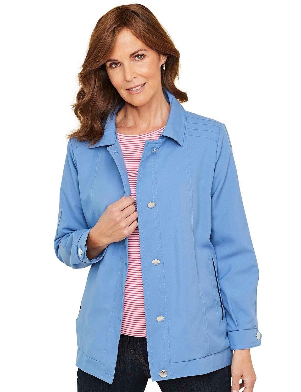 Chums Women's Blouson Style Lightweight Jacket Coat With Piping in Blue | Size: 22