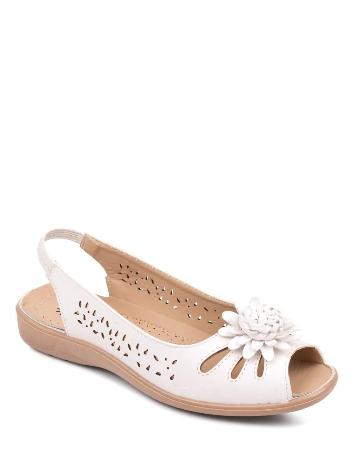 Chums Women's Slip On Open Toe Sandal With Elastic Heel in White | Size: 7