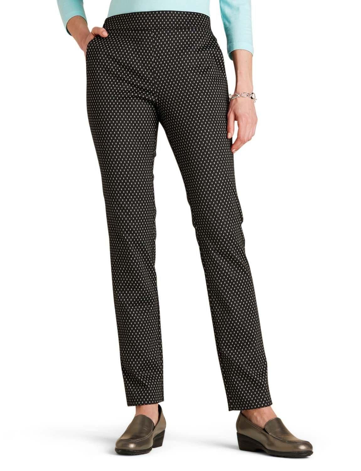 Two Pocket Tapered Leg Trousers Knitted Jacquard Fabric Elasticated Waist Patterned