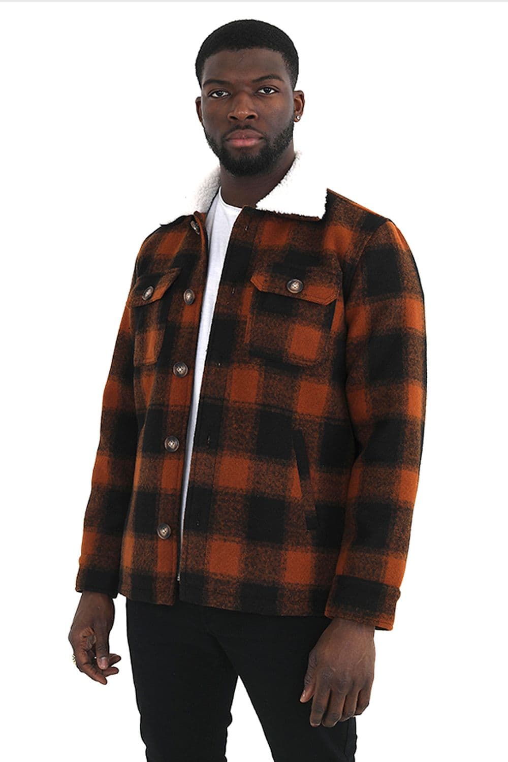 Checked Jacket Sherpa Collar