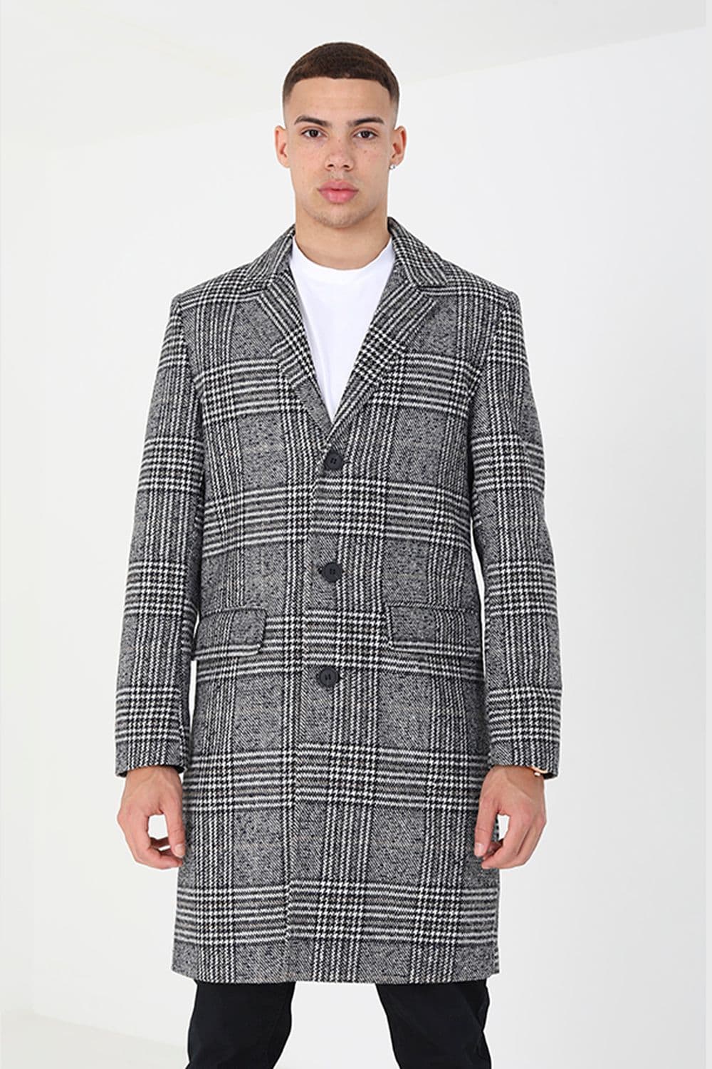 Checked Single Breasted Formal Coat
