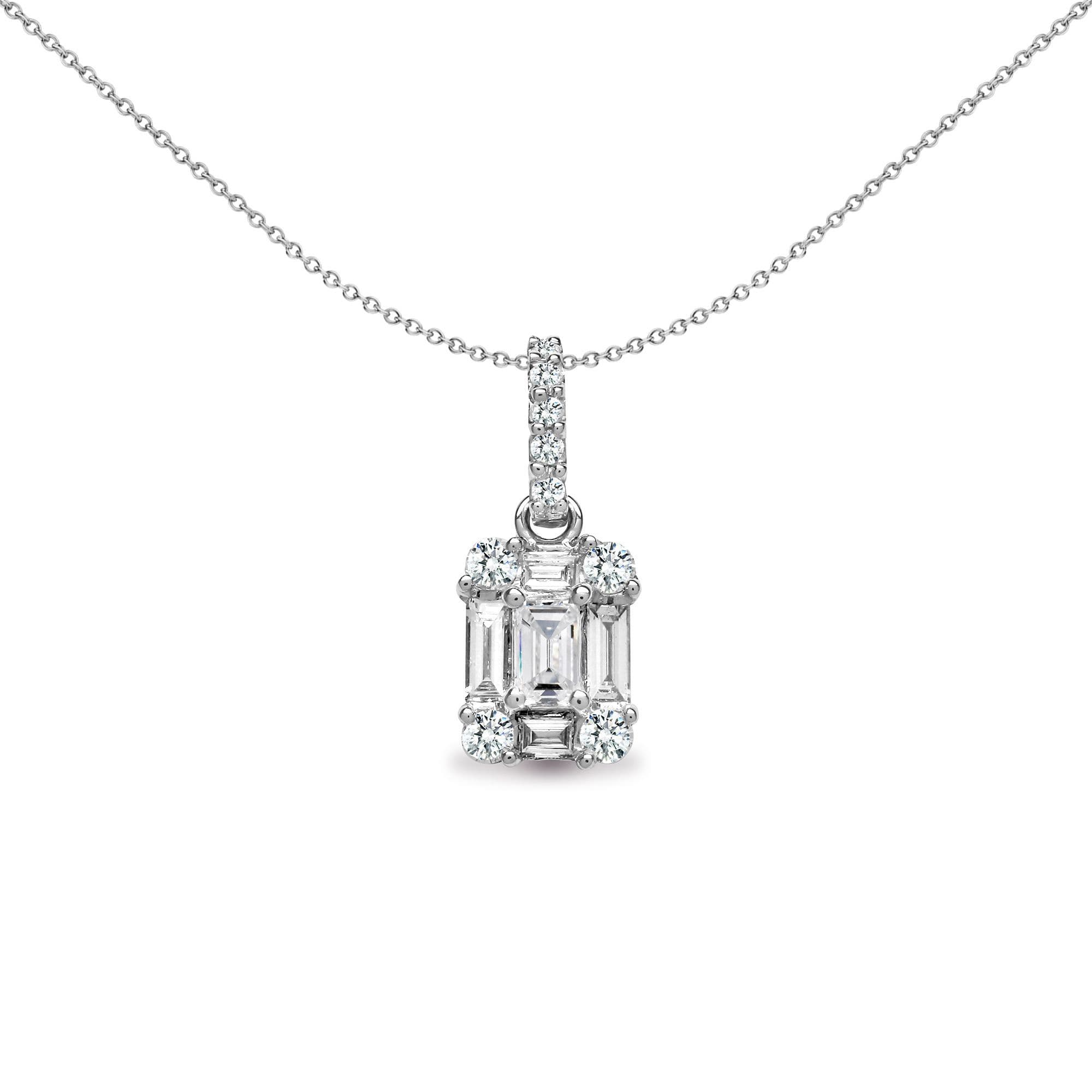 18ct White Gold 0.43ct Diamond Illusion Solitaire Pendant 18P156