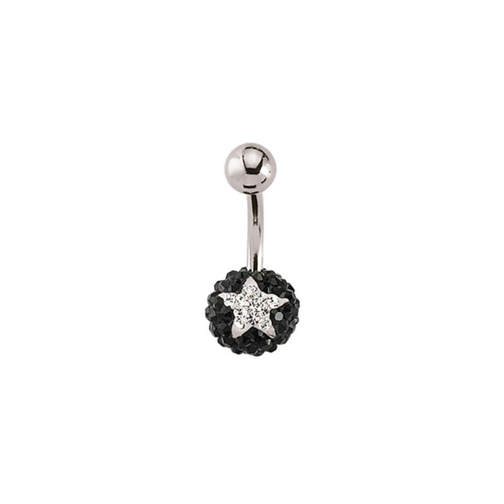 Steel Noir White Crystal Star Disco Ball Banana Belly Bar