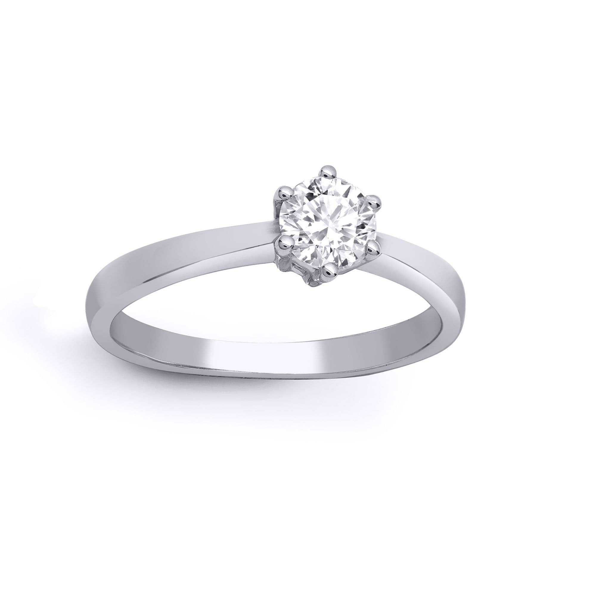18ct White Gold 1ct Diamond Solitaire Engagement Ring 8mm K