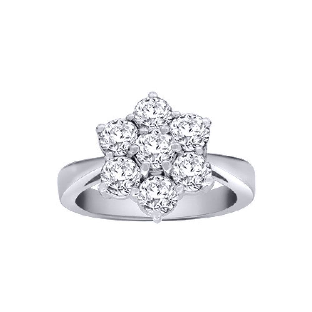 18ct White Gold 2ct Diamond 7 Stone Flower Cluster Ring