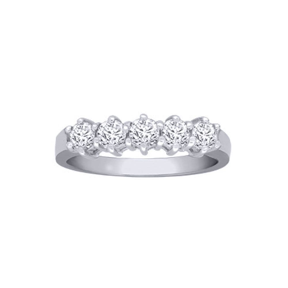 18ct White Gold 0.75ct Diamond 5 Stone Eternity Ring 5mm W