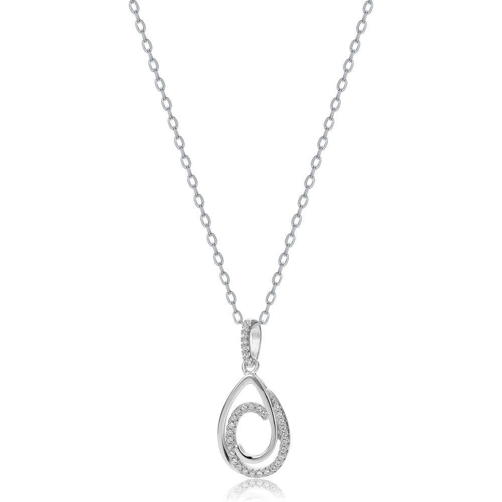 Sterling CZ Twirling Tears Joy Charm Necklace 18 inch RE46634