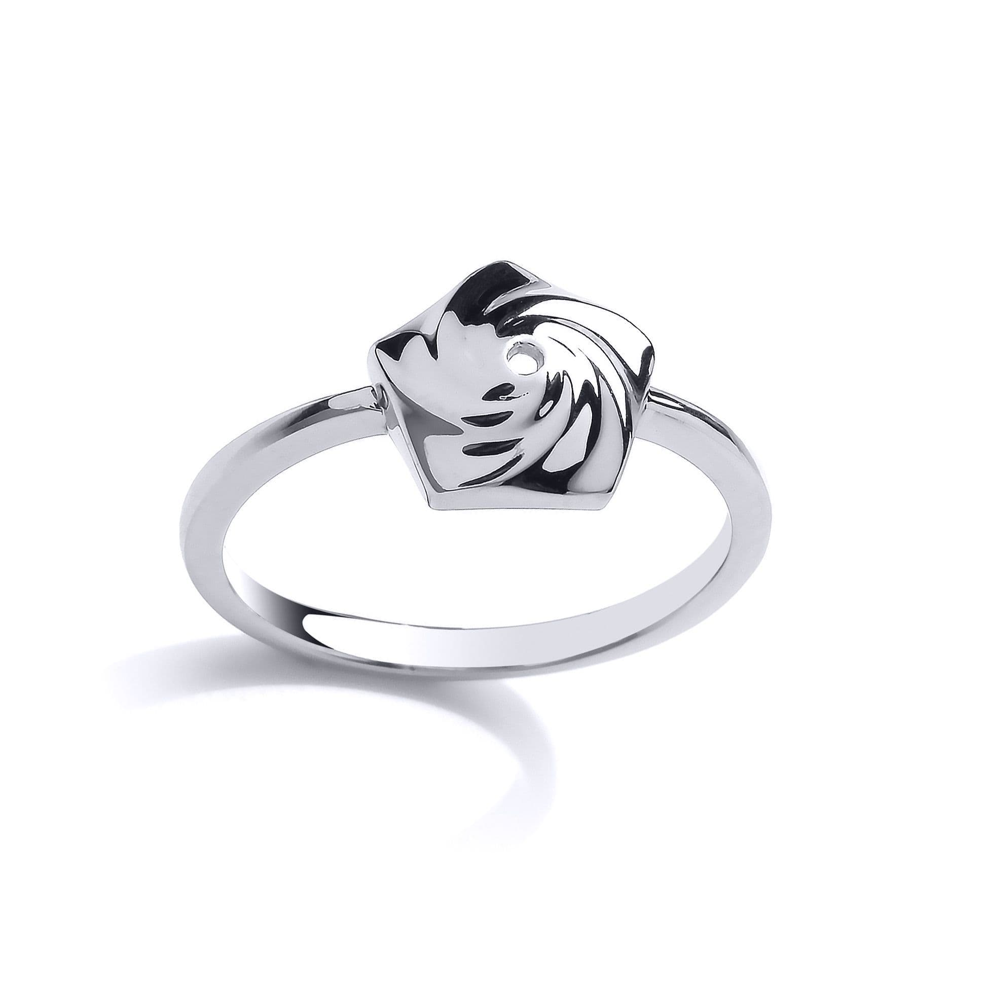 Silver Swirling Pentagon Charm Ring O