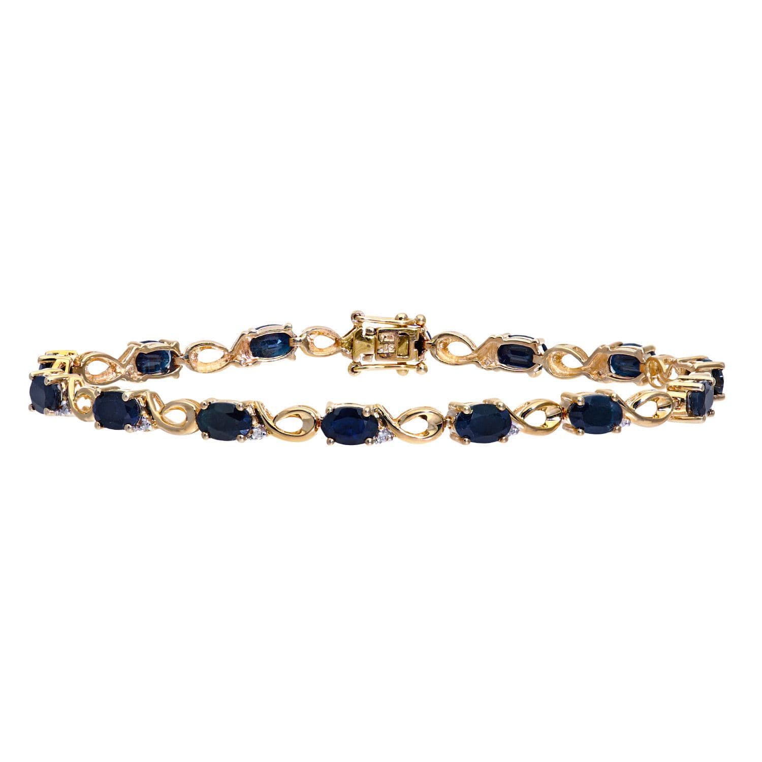 9ct Diamond Oval Sapphire 6s & 9s Lobster Tennis Bracelet PBCAXL01158YSA