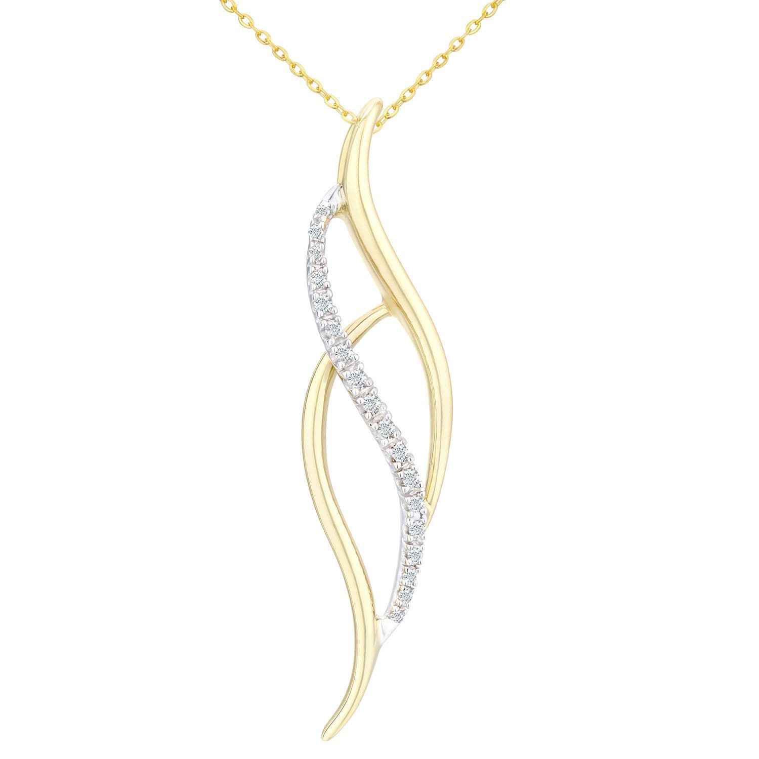 9ct Round 10pts Diamond Twist Pendant Necklace 18 inch PP0AXL2443Y