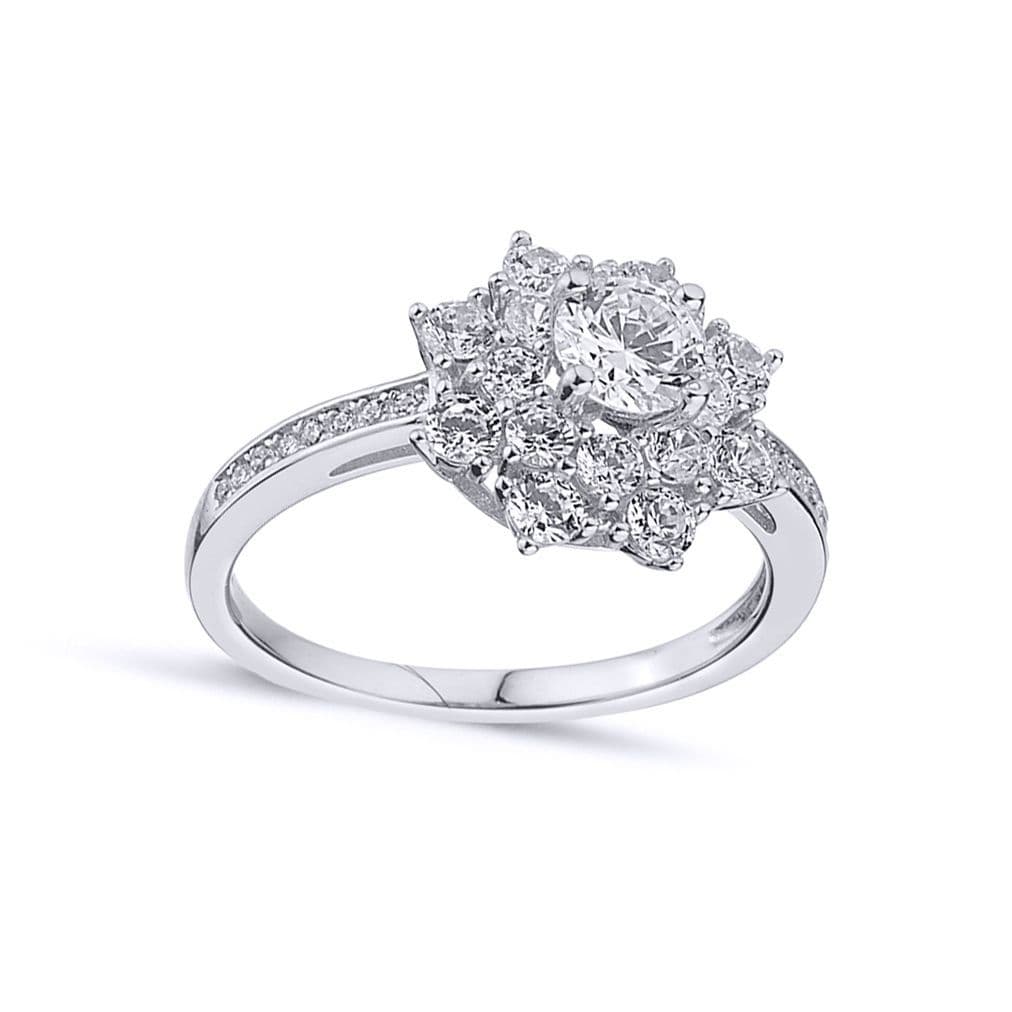 CZ Shoulder set 3 tier Cluster Solitaire Dress Ring ARN145