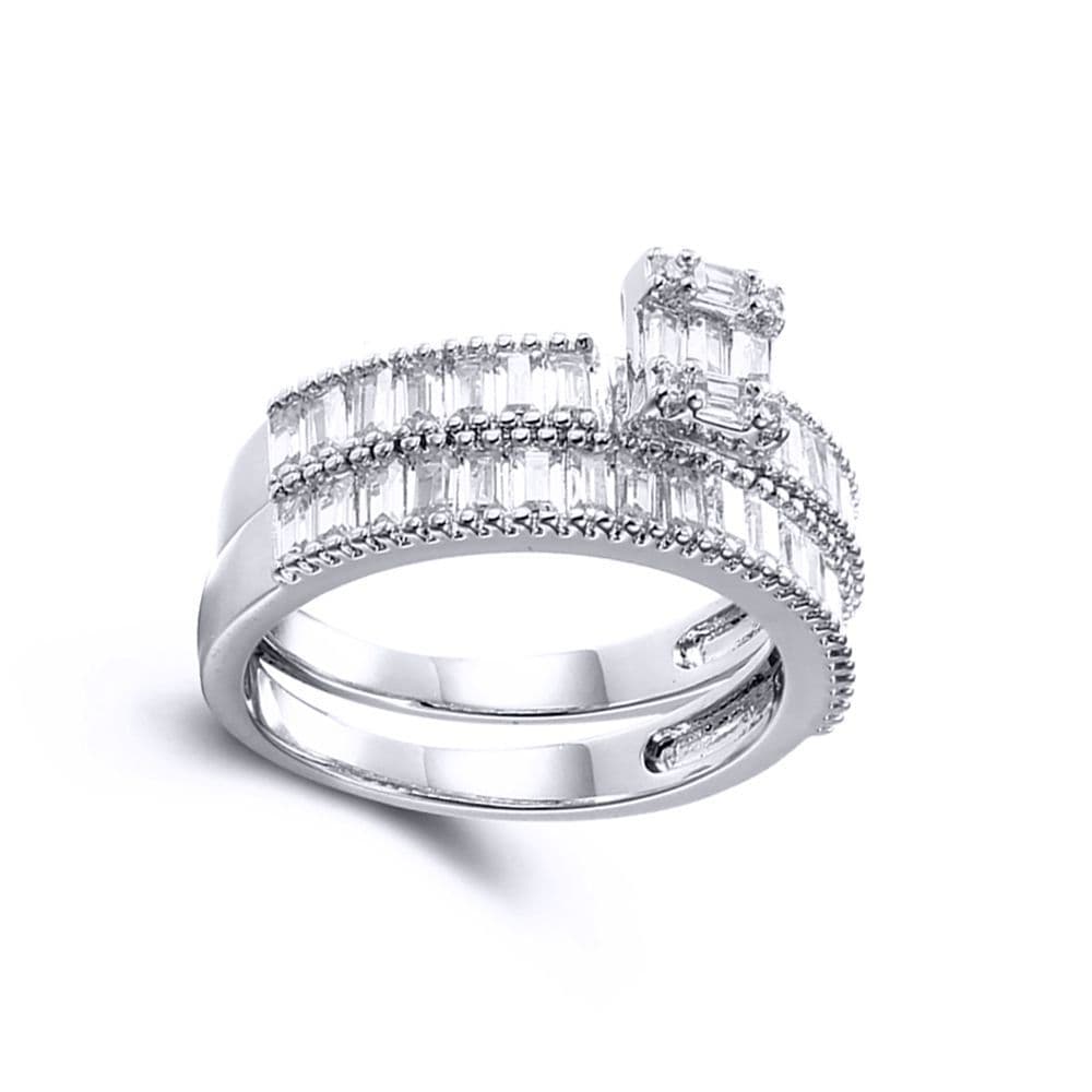 Baguette CZ Bridge Solitaire style Bridal Set Rings ARN155