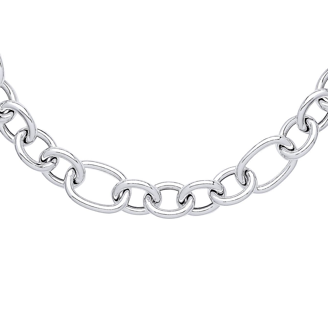 Silver Hollow Round Oval Belcher Chain Necklace 16mm 20" 50cm