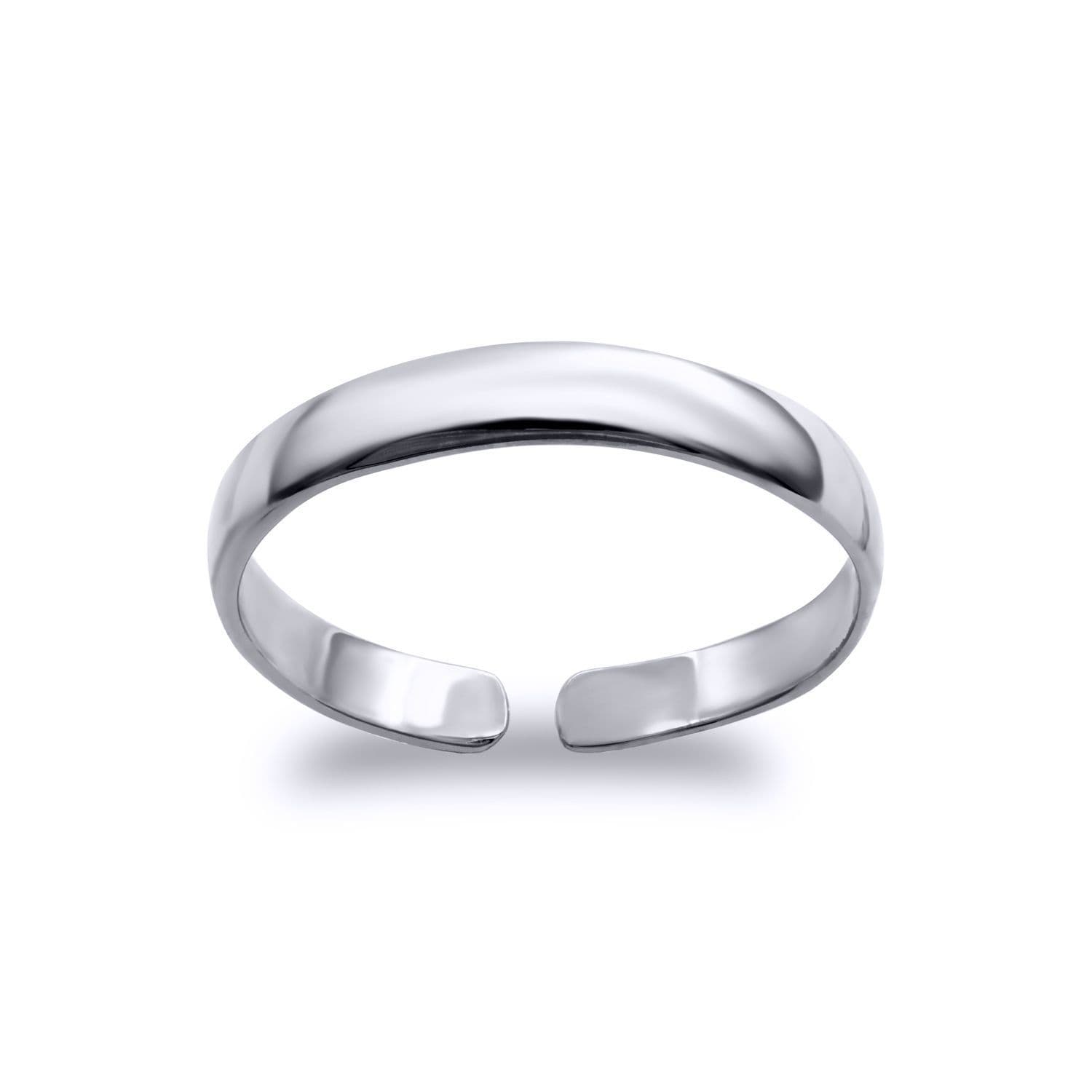 Solid 9ct White Gold D Shape Band Toe Ring 2.5mm JTR019