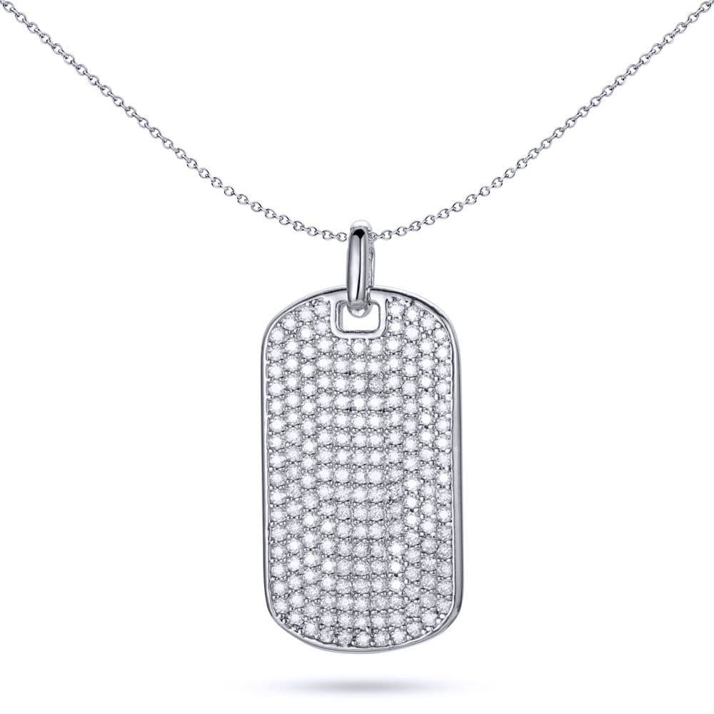 CZ Encnrusted Rounded Corner Dog Tag Charm Pendant APD172