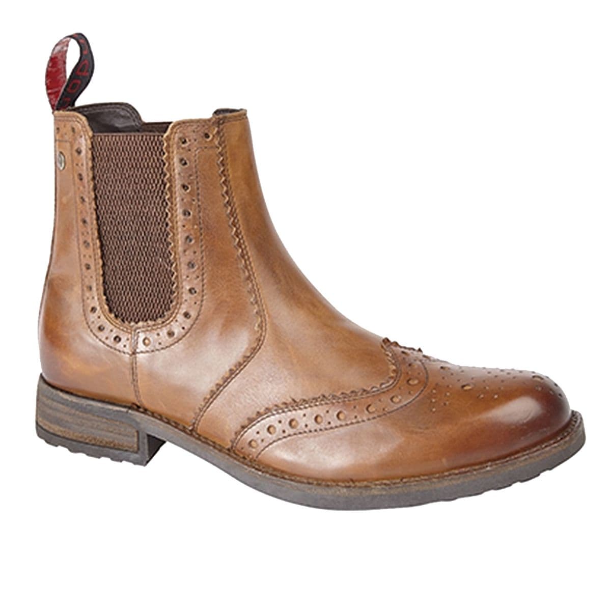 Softie Leather Twin Gusset Brogue Ankle Boots