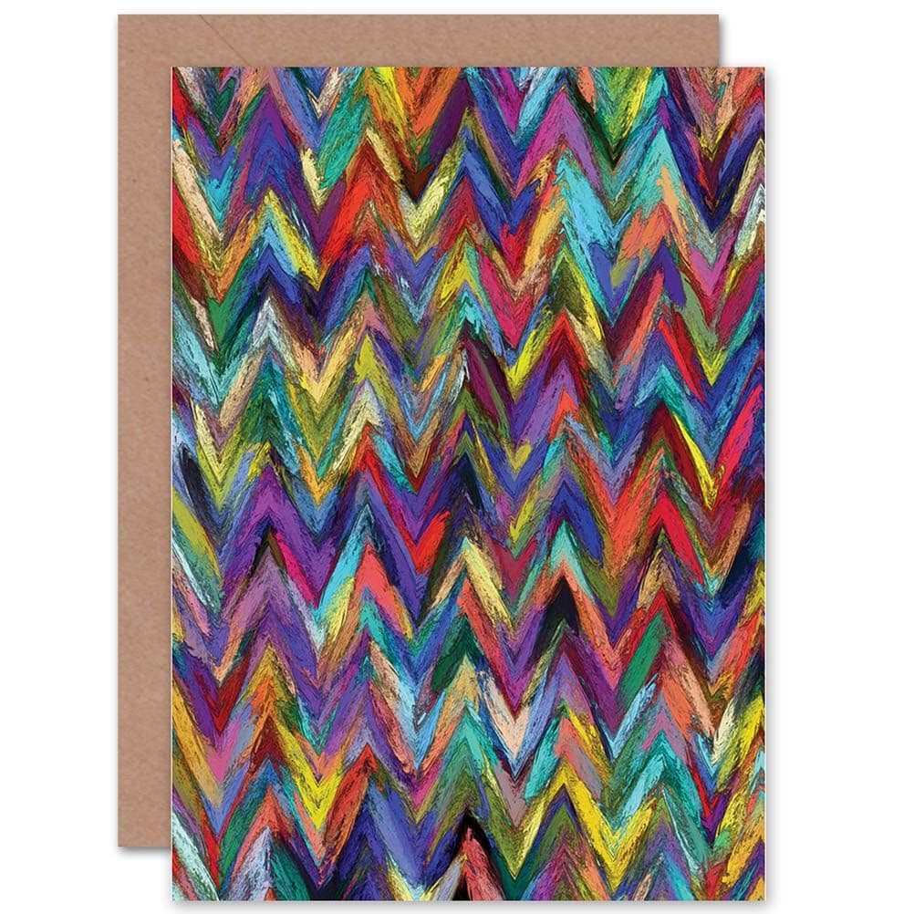 Abstract Painting Zigzag Colourful Birthday Greetings Card
