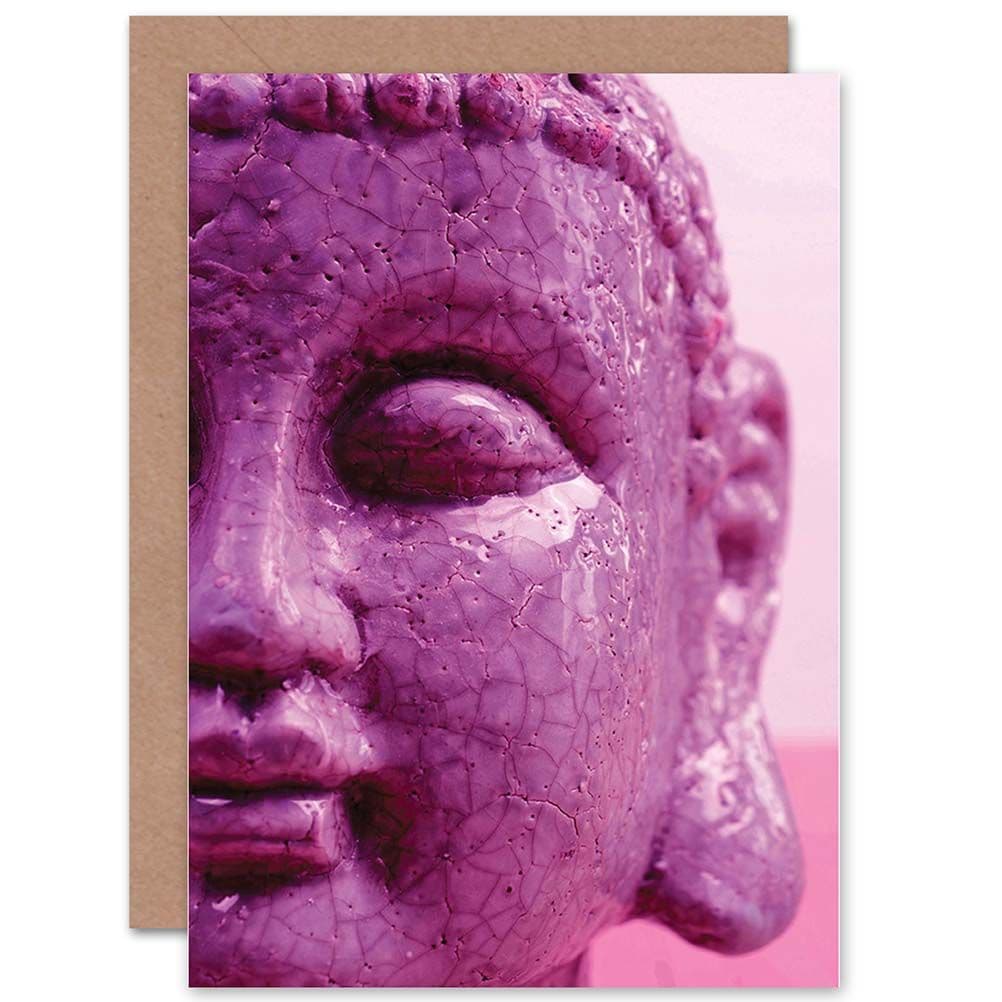 Buddha Sculpture Pink Religious Buddhism Greetings Card