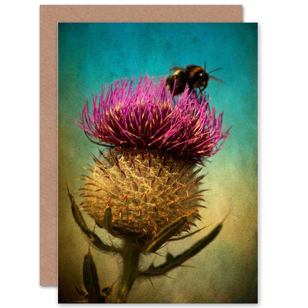 Scottish Thistle and Bumblebee Greetings Card