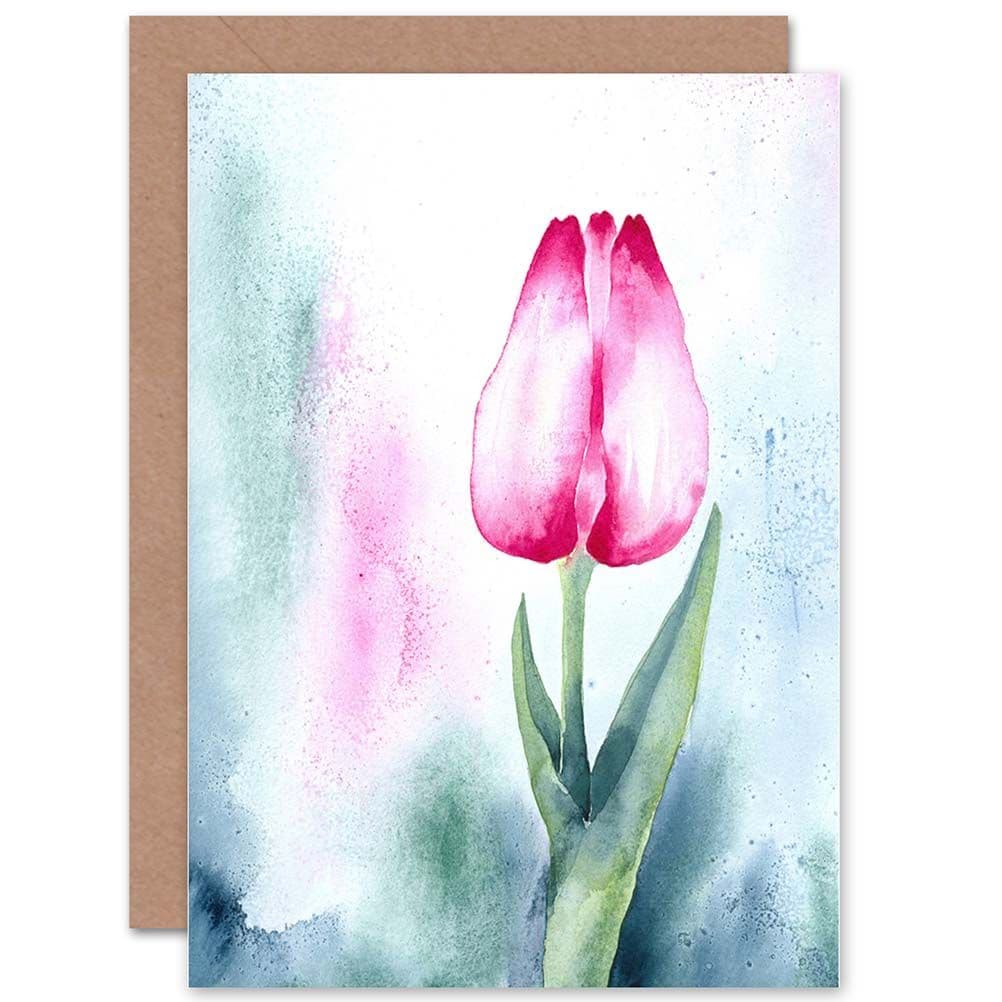 Tulips Watercolour Paint Flower Greetings Card