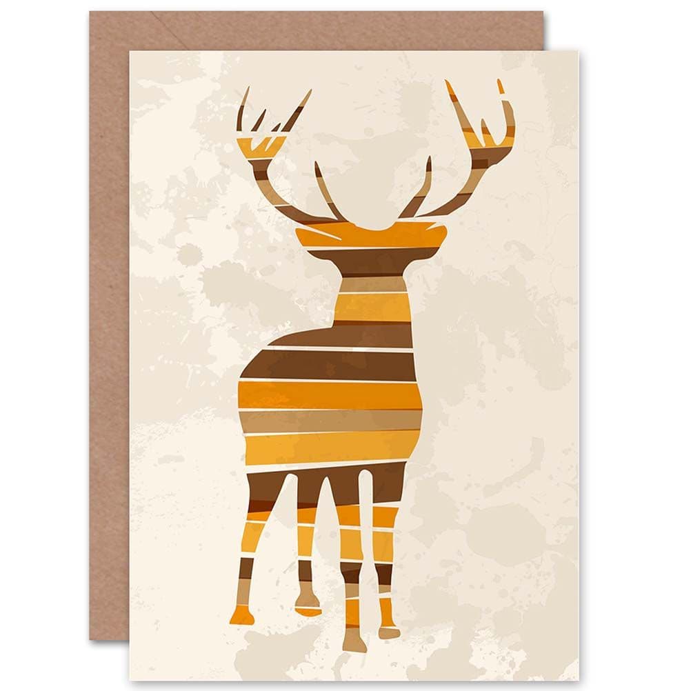 Abstract Stag Silhouette Stripes Greetings Card