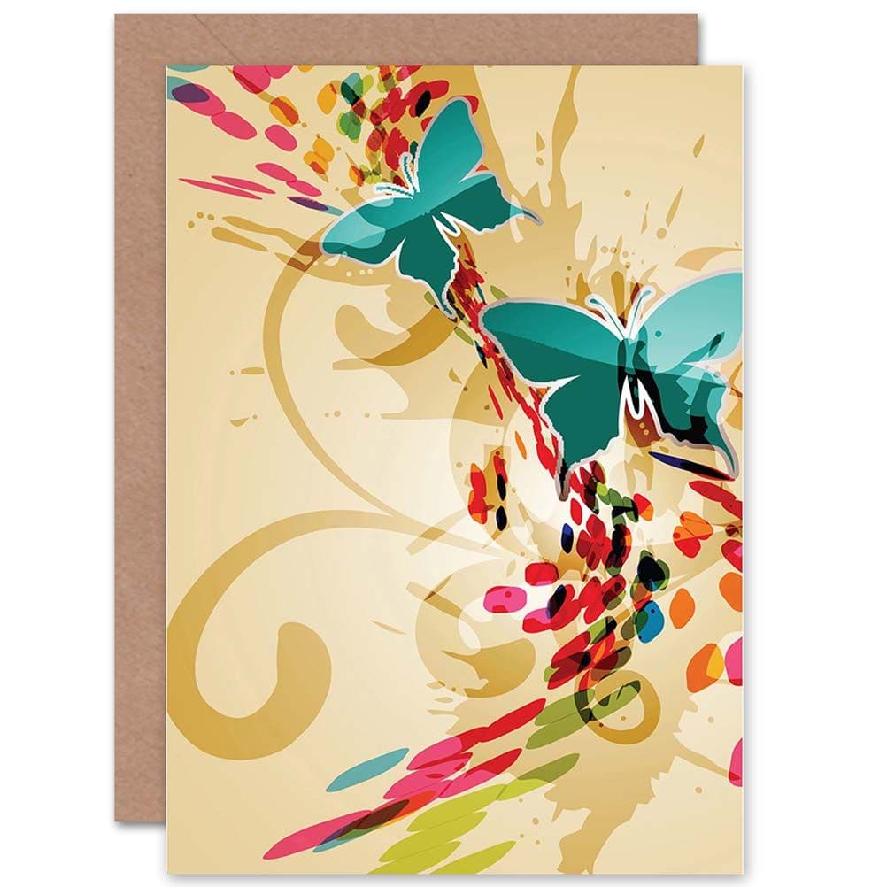 Butterfly Swirl Splat Abstract Design Greetings Card