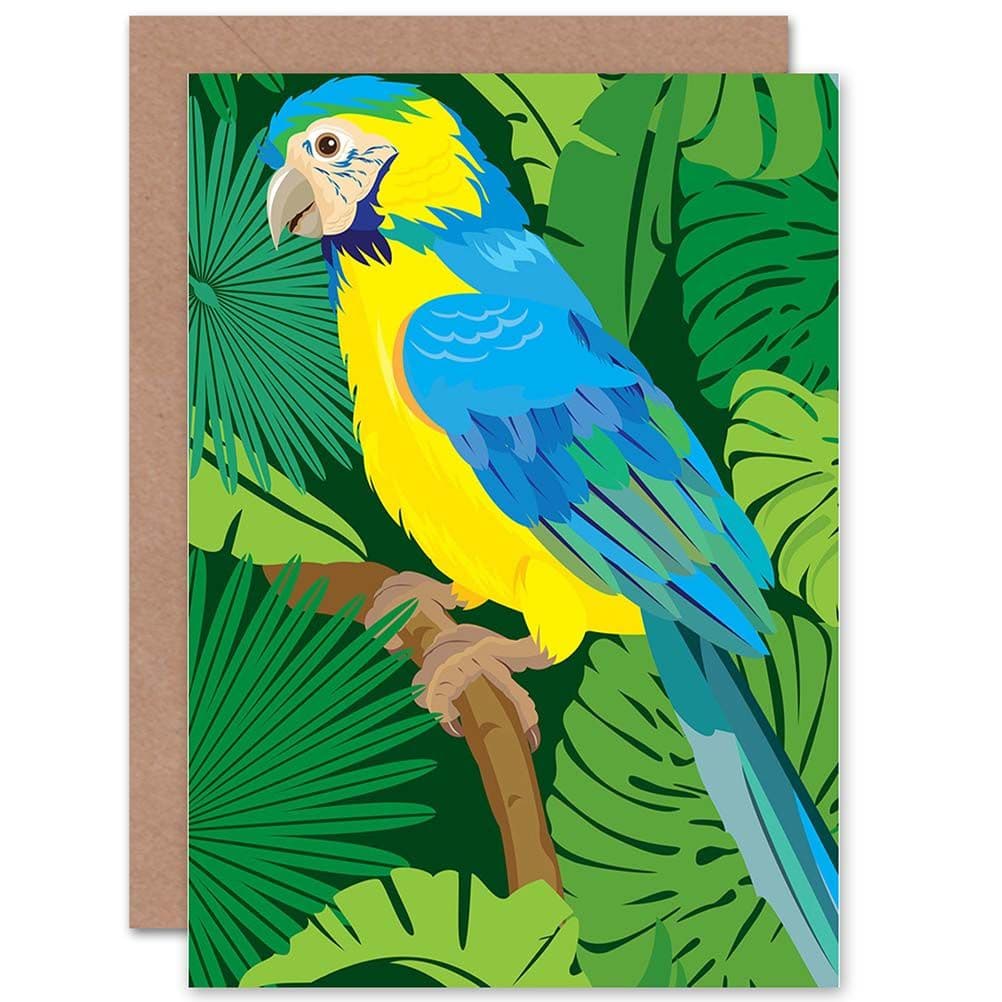 Cartoon Parrot Animal Tree Greetings Card