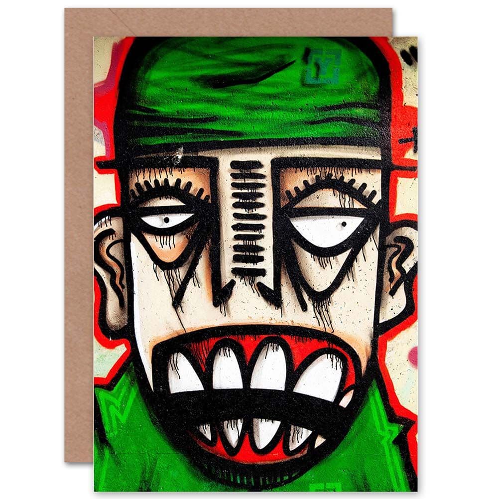 Grafitti Abstract Face Teeth Greetings Card
