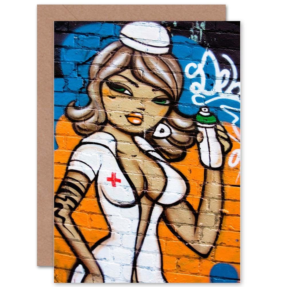 Grafitti Nurse Spray Greetings Card