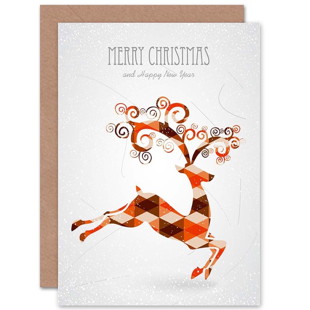 Merry Christmas Happy Year Reindeer Greetings Card