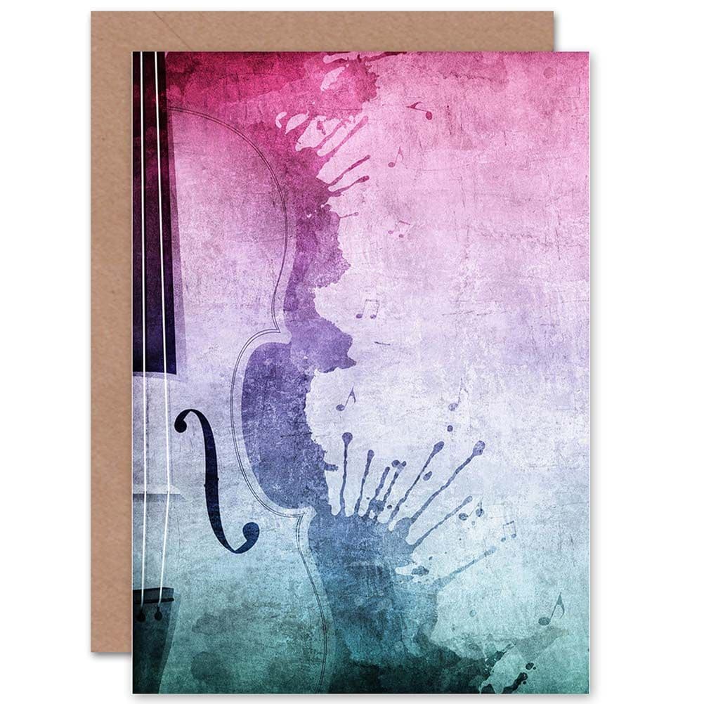 Music Violin Grunge Splat Greetings Card