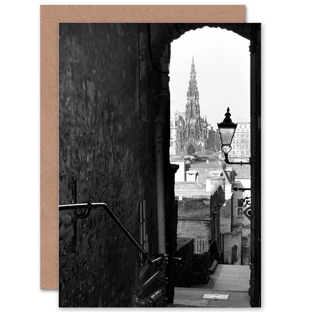 Cityscape Old Lane Scott Monument Edinburgh Greetings Card