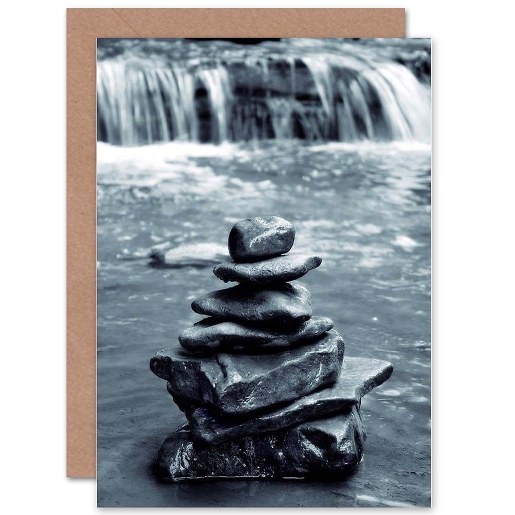Meditation Rocks Waterfall Greetings Card