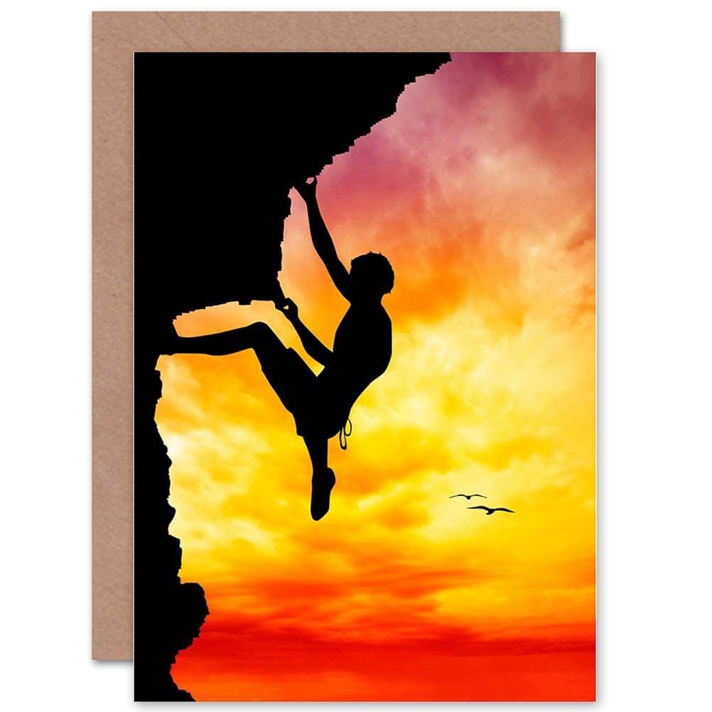 Sport Sunset Free Climber Silhouette Greetings Card