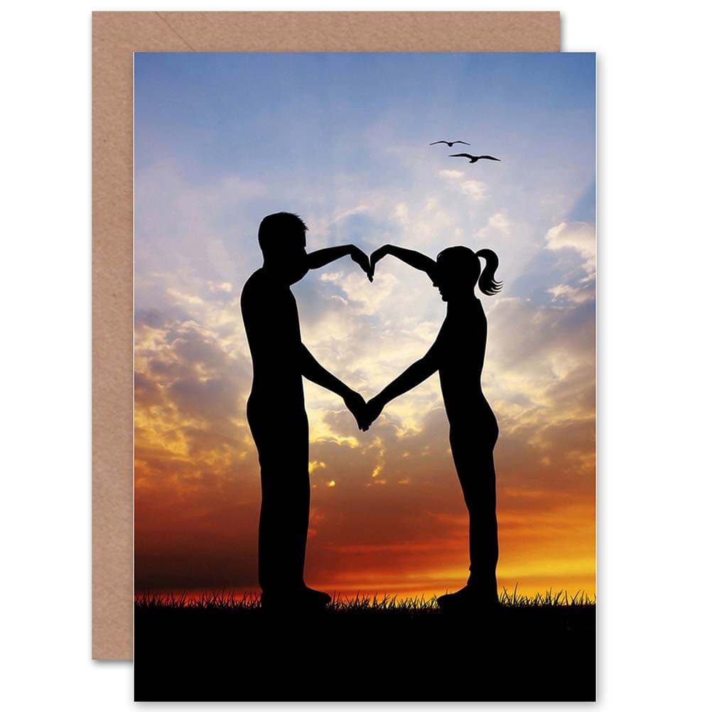 Sunset Love Couple Silhouette Greetings Card