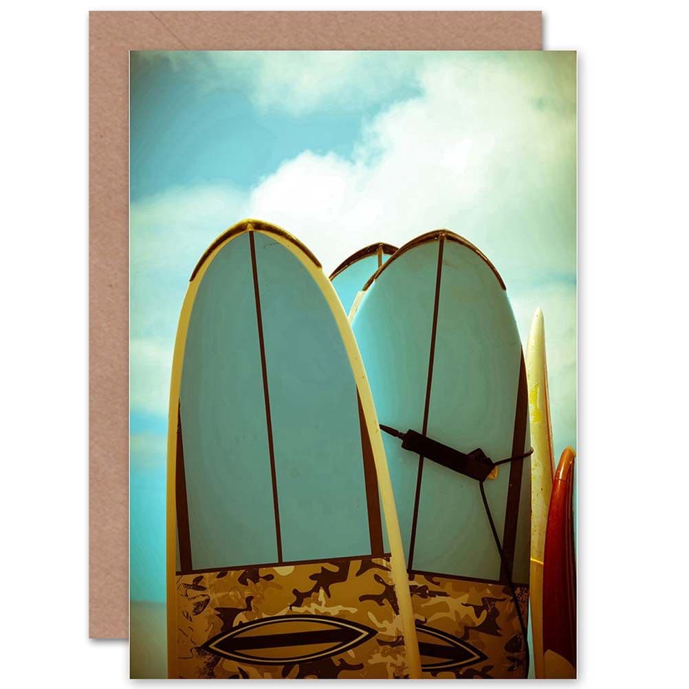 Sport Fun Surf Board Beach Sea Retro Greetings Card