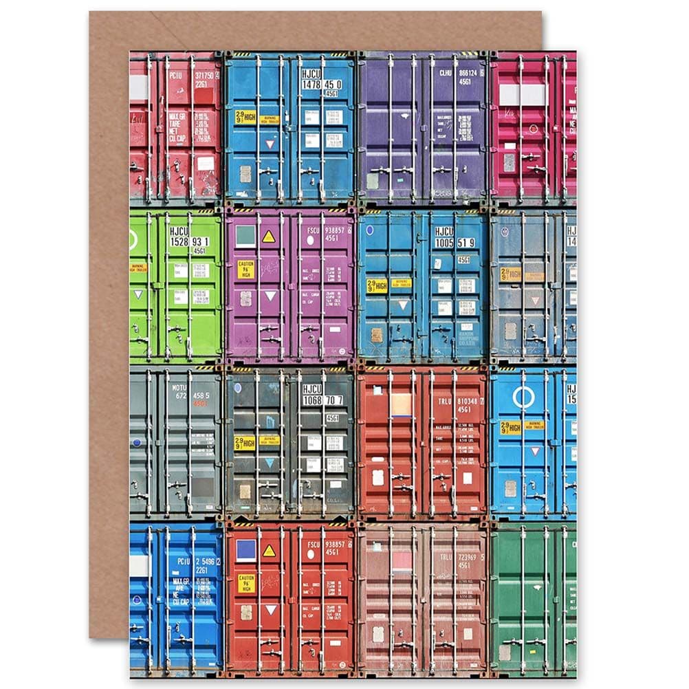 Stack Container Freight Collage Squares Greetings Card