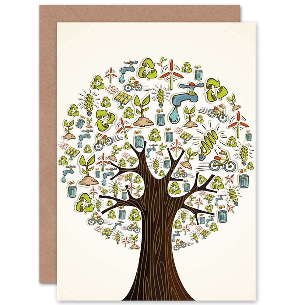 Recycle Icons Tree Nature Greetings Card