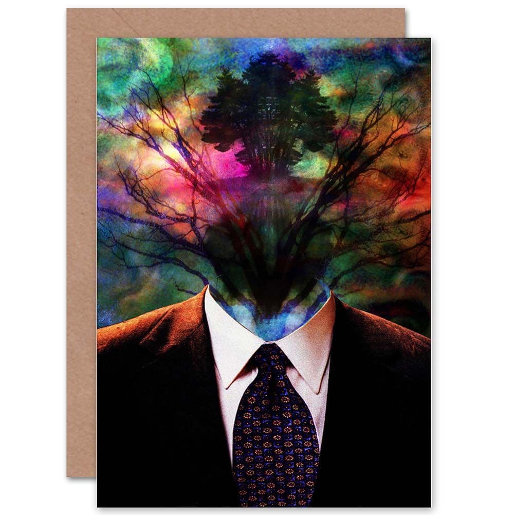 Slenderman Tree Head Suit Greetings Card