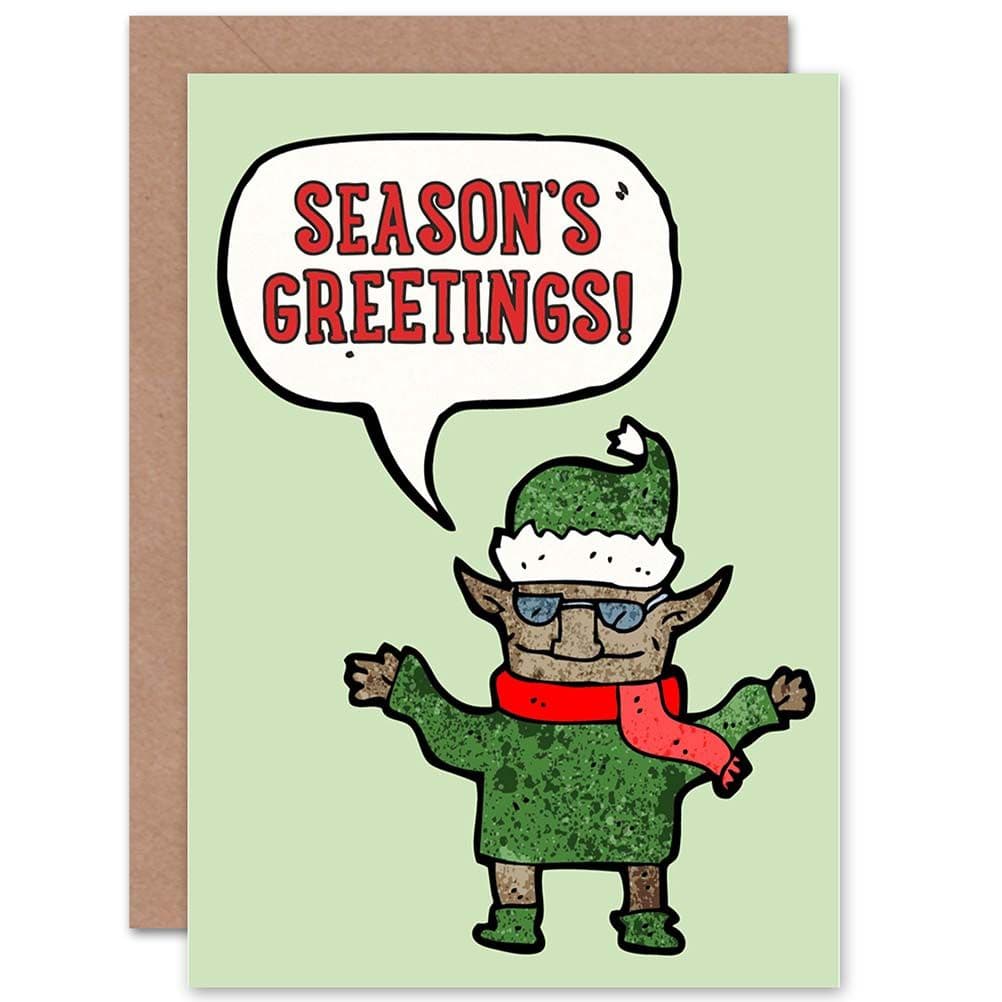 Cool Christmas Elf Seasons Greetings Christmas Greetings Card