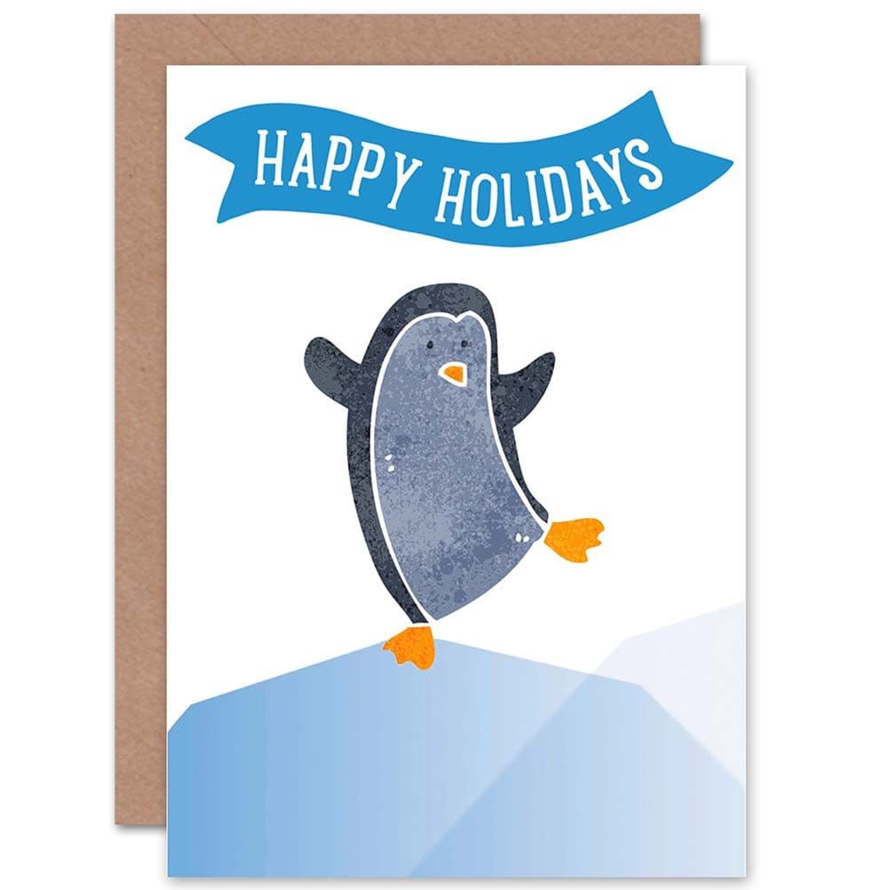 Happy Holidays Penguin Ice Winter Christmas Christmas Greetings Card