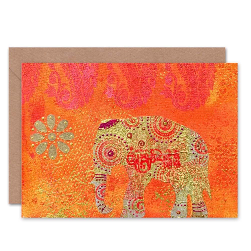 Indian Elephant Colourful Greeting Card