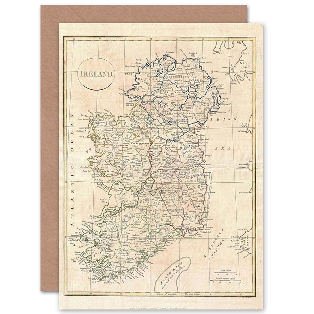 1799 Clement Cruttwell Map Ireland Birthday Greetings Card