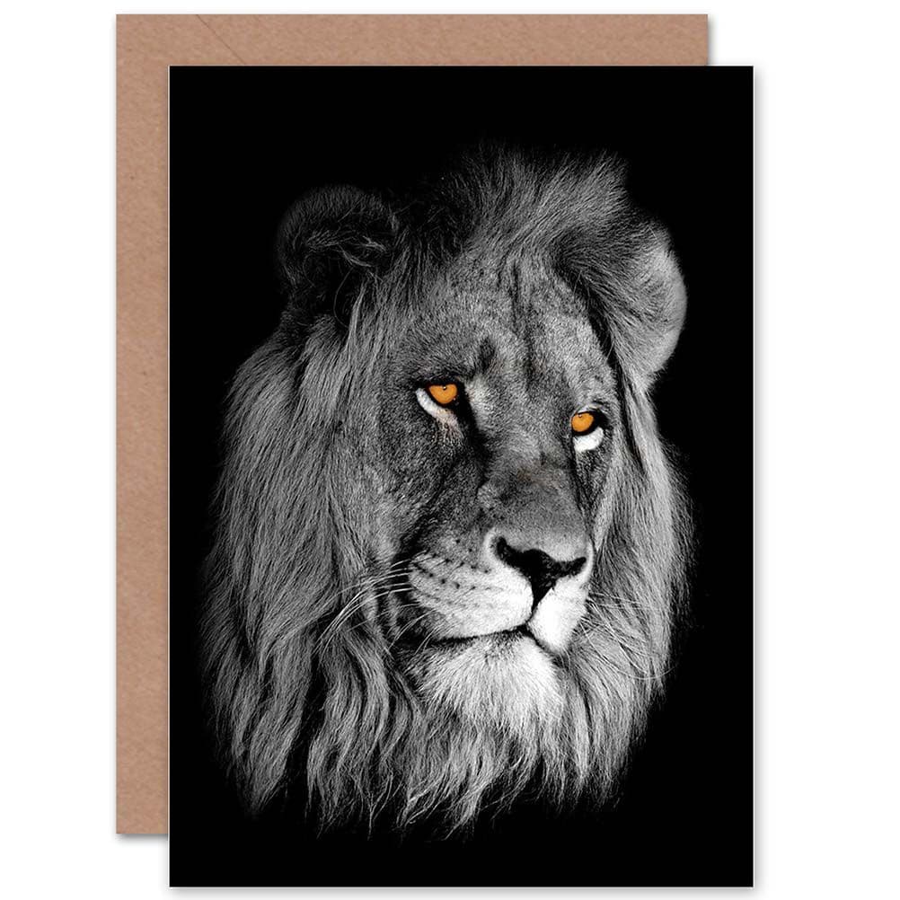 African Lion Portrait Cat Birthday Greetings Card